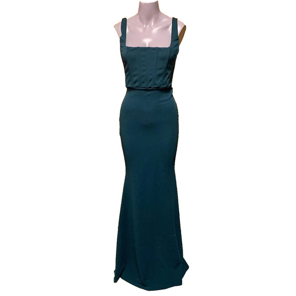 Windsor Maxi Dress Small Hunter Green Mermaid Lattice Prom Pageant Formal Gown - Picture 2 of 14